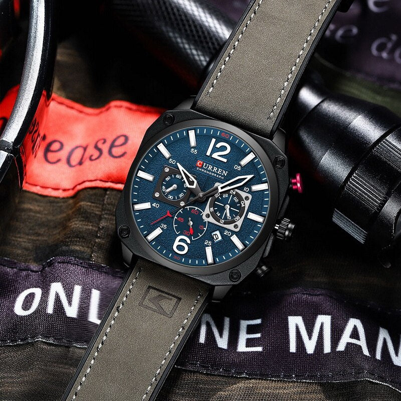 CURREN 8398 Men's Leather Straps Watch