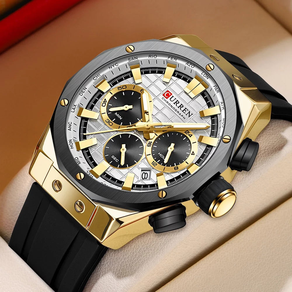 CURREN 8464 Men's Rubber Straps Watch