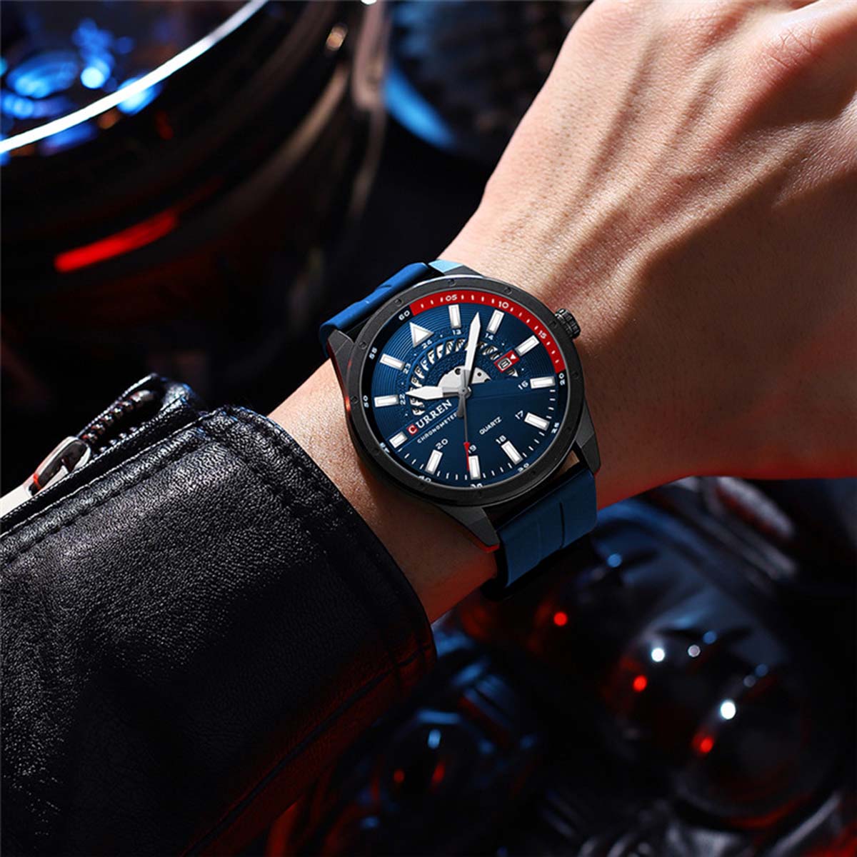CURREN 8421 Men's Rubber Straps Watch