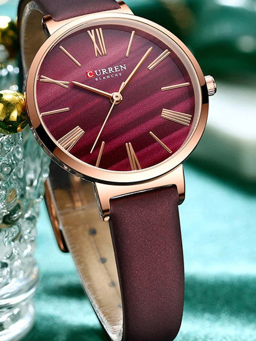 CURREN 9076 Women's Leather Straps Watch
